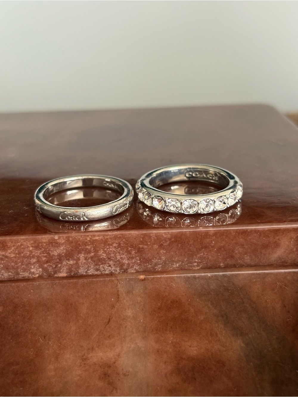 Coach Ring Eternity Band Pair Set Lot Size 8 Authentic Signature Series